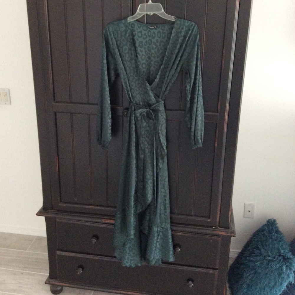 Green wrap dress